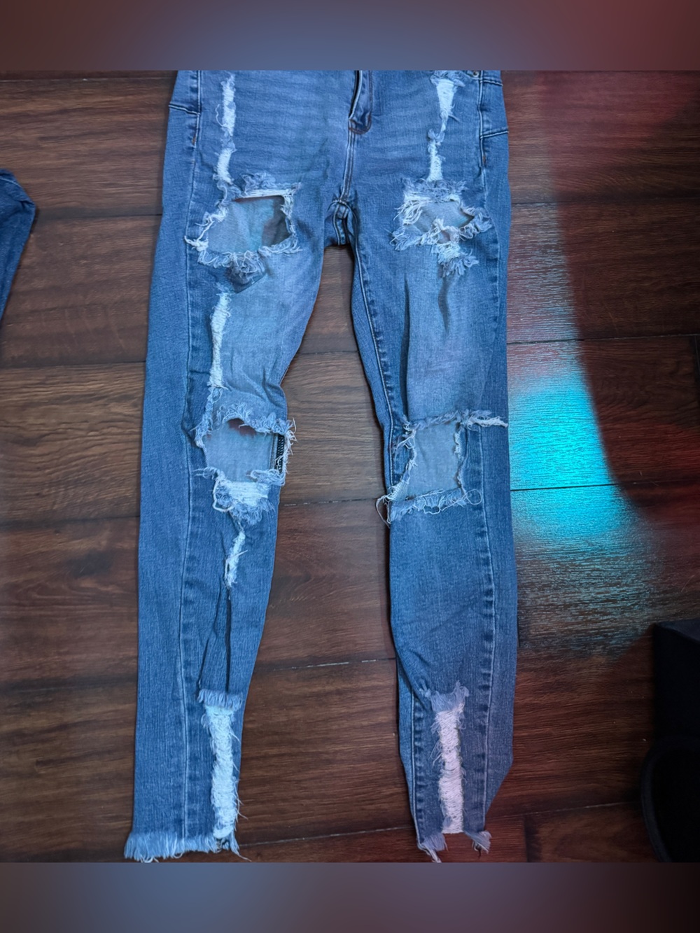 High-Rise Distressed Women's Blue Jeans